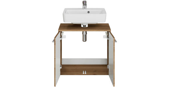 WASCHBECKENUNTERSCHRANK 60/53/33 cm  - Chromfarben/Eichefarben, KONVENTIONELL, Holzwerkstoff/Metall (60/53/33cm) - Xora