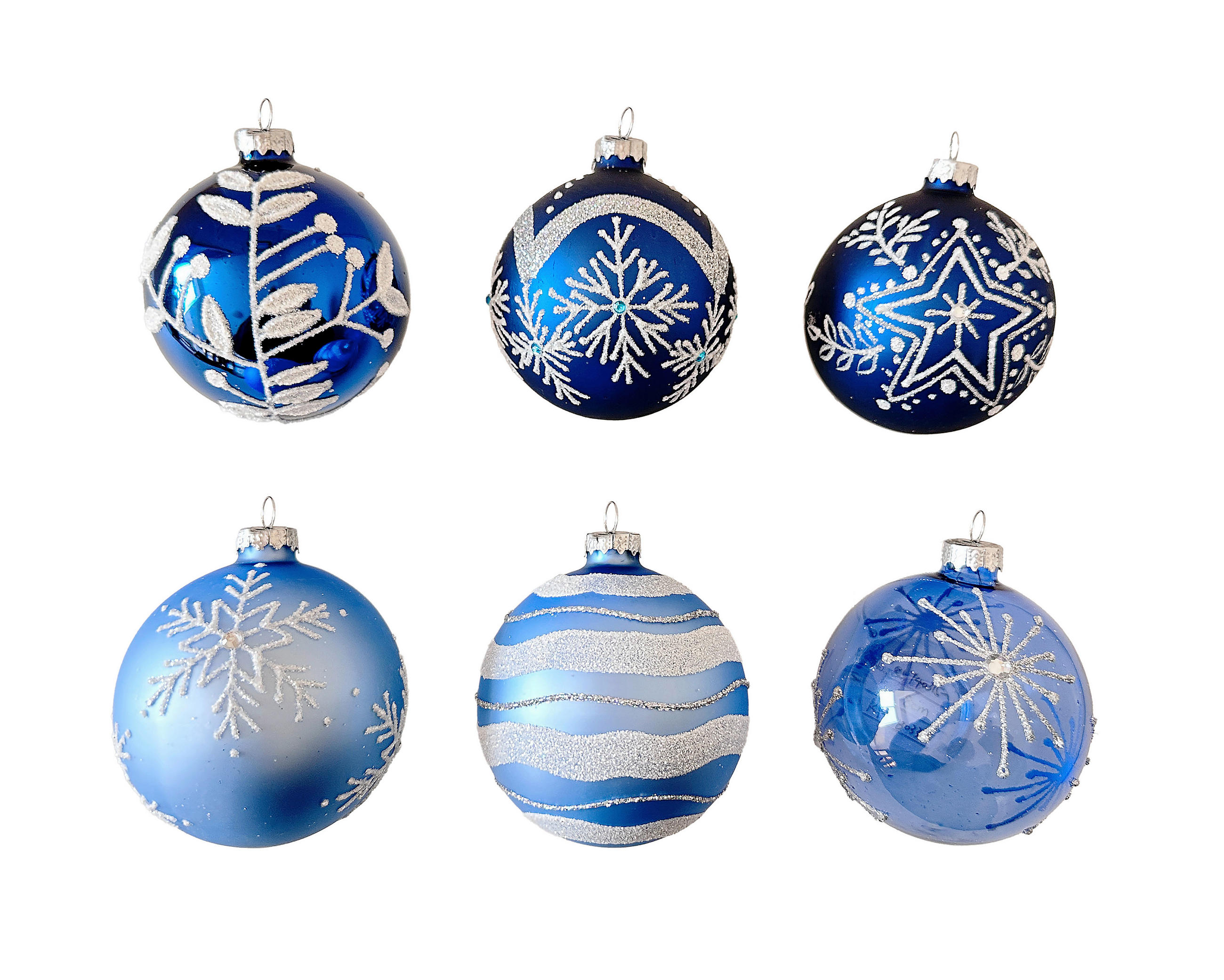 VIANOČNÁ GUĽA   - modrá/biela, Lifestyle, kov/plast (8cm) - X-Mas