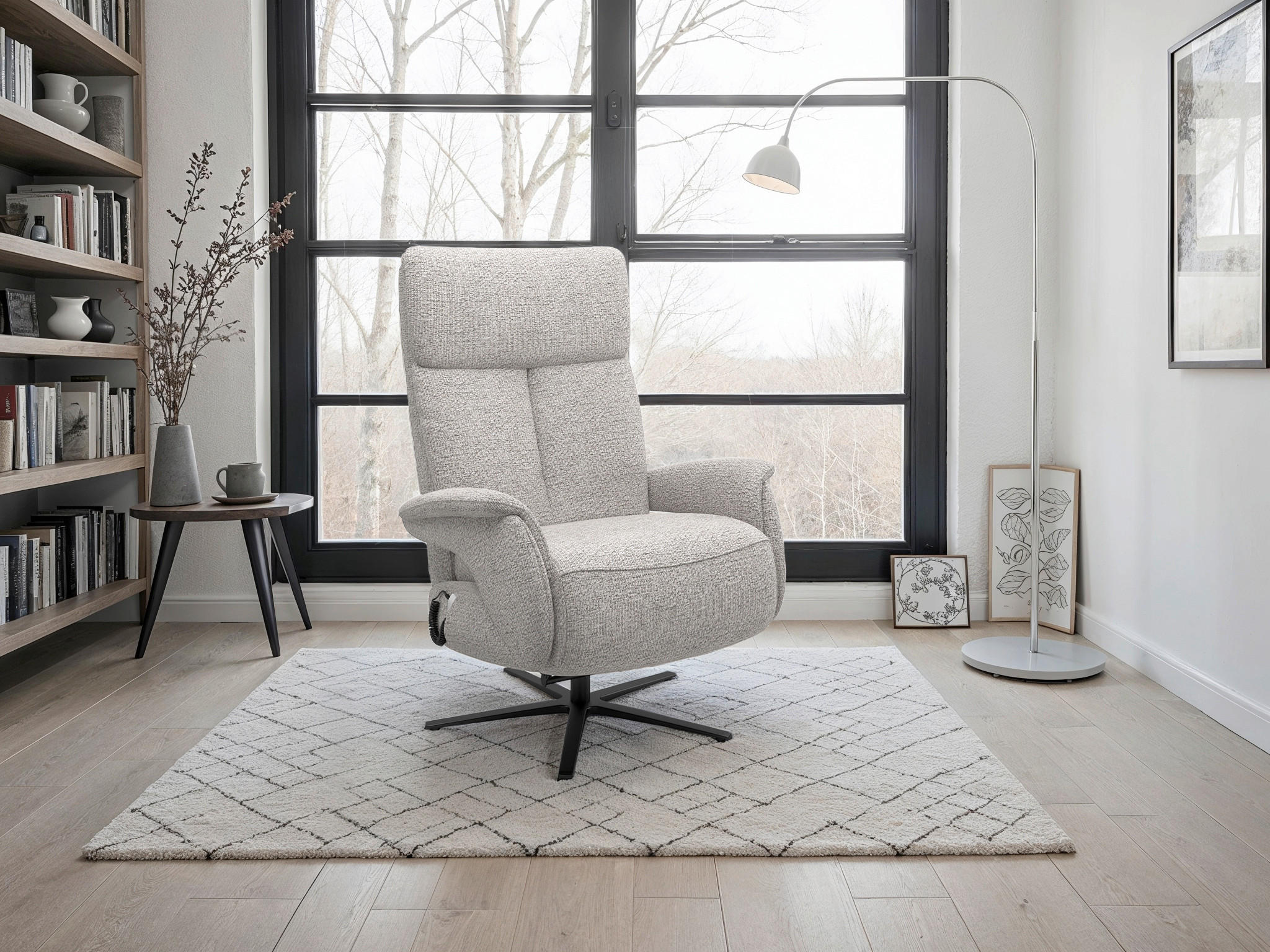 RELAXSESSEL TV TRIPLE SEVEN XTRA LARGE M2 Chenille Kopfteilverstellung, Fußteilverstellung, Rücken echt    - Silberfarben/Schwarz, Basics, Textil/Metall (86/113/86cm) - Sit & More