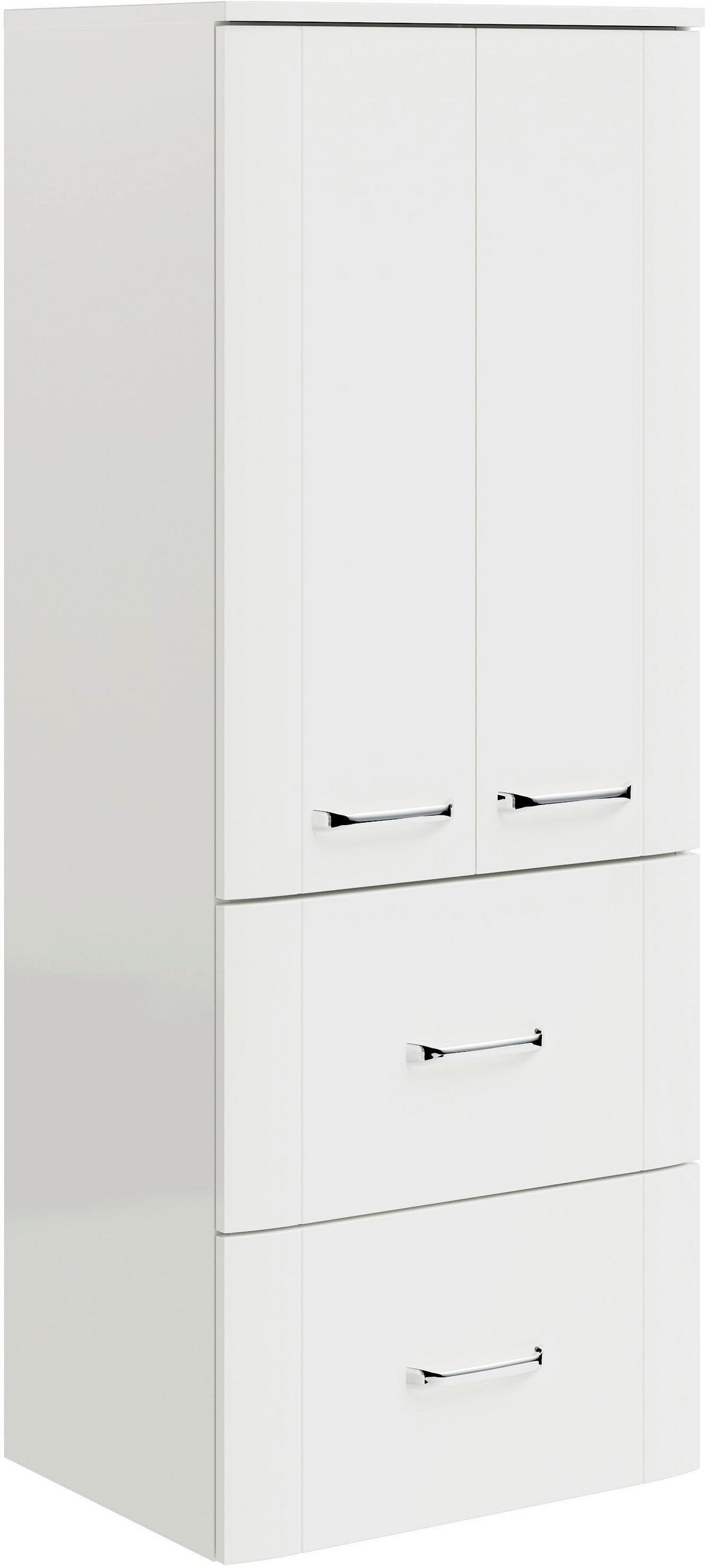 MIDISCHRANK 50/130/38 cm  - Chromfarben/Weiß Hochglanz, MODERN, Glas/Holzwerkstoff (50/130/38cm) - Sadena