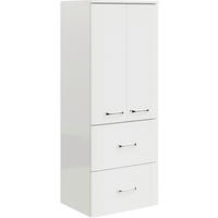 MIDISCHRANK 50/130/38 cm  - Chromfarben/Weiß Hochglanz, MODERN, Glas/Holzwerkstoff (50/130/38cm) - Sadena