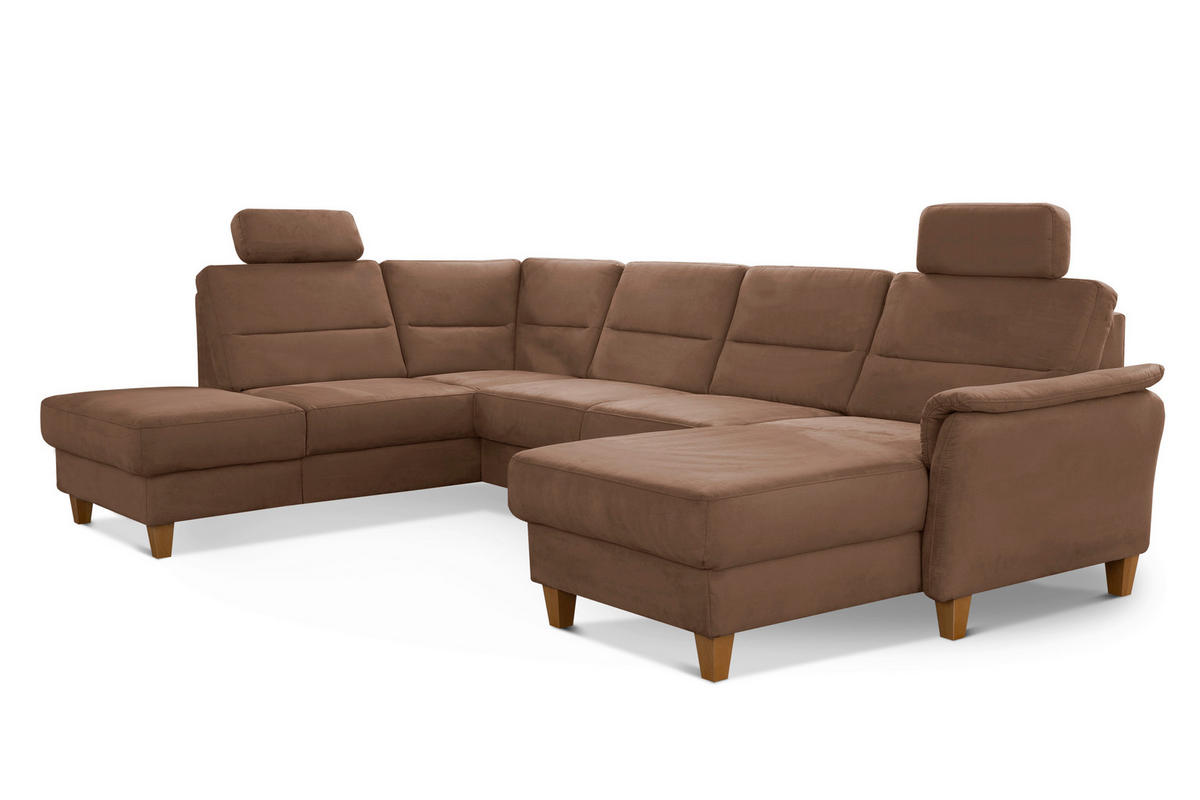 WOHNLANDSCHAFT in Mikrofaser Braun  - Eichefarben/Braun, Konventionell, Holz/Textil (212/308/163cm) - Sit & More