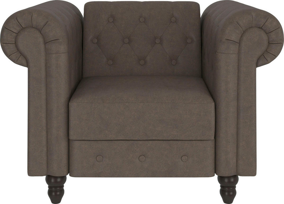SESSEL in Mikrofaser Dunkelbraun  - Dunkelbraun/Schwarz, Basics, Holz/Textil (111/83/87cm) - Livetastic