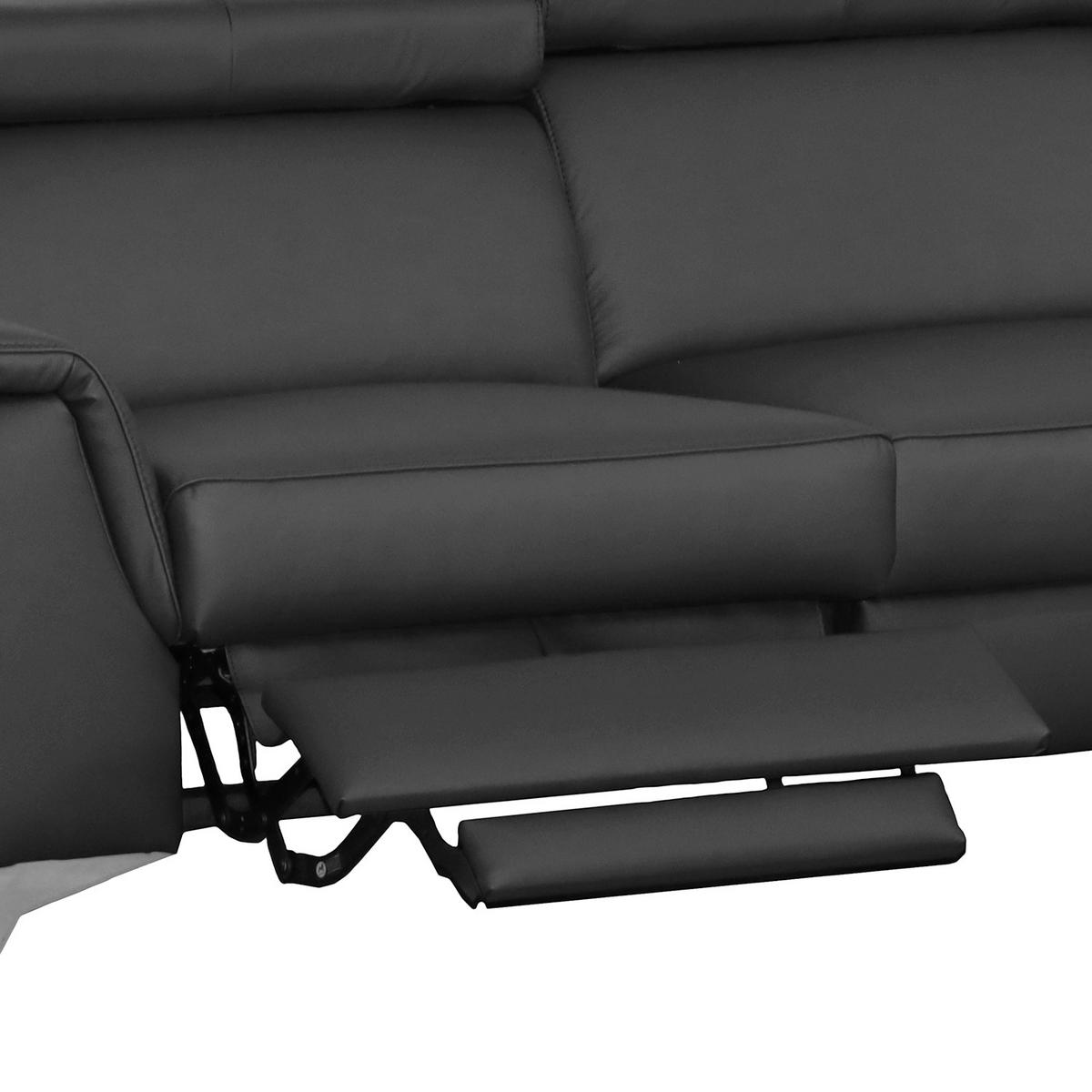 ECKSOFA Schwarz Echtleder Lederlook  - Chromfarben/Schwarz, Design, Leder/Textil (257/197cm) - Livetastic