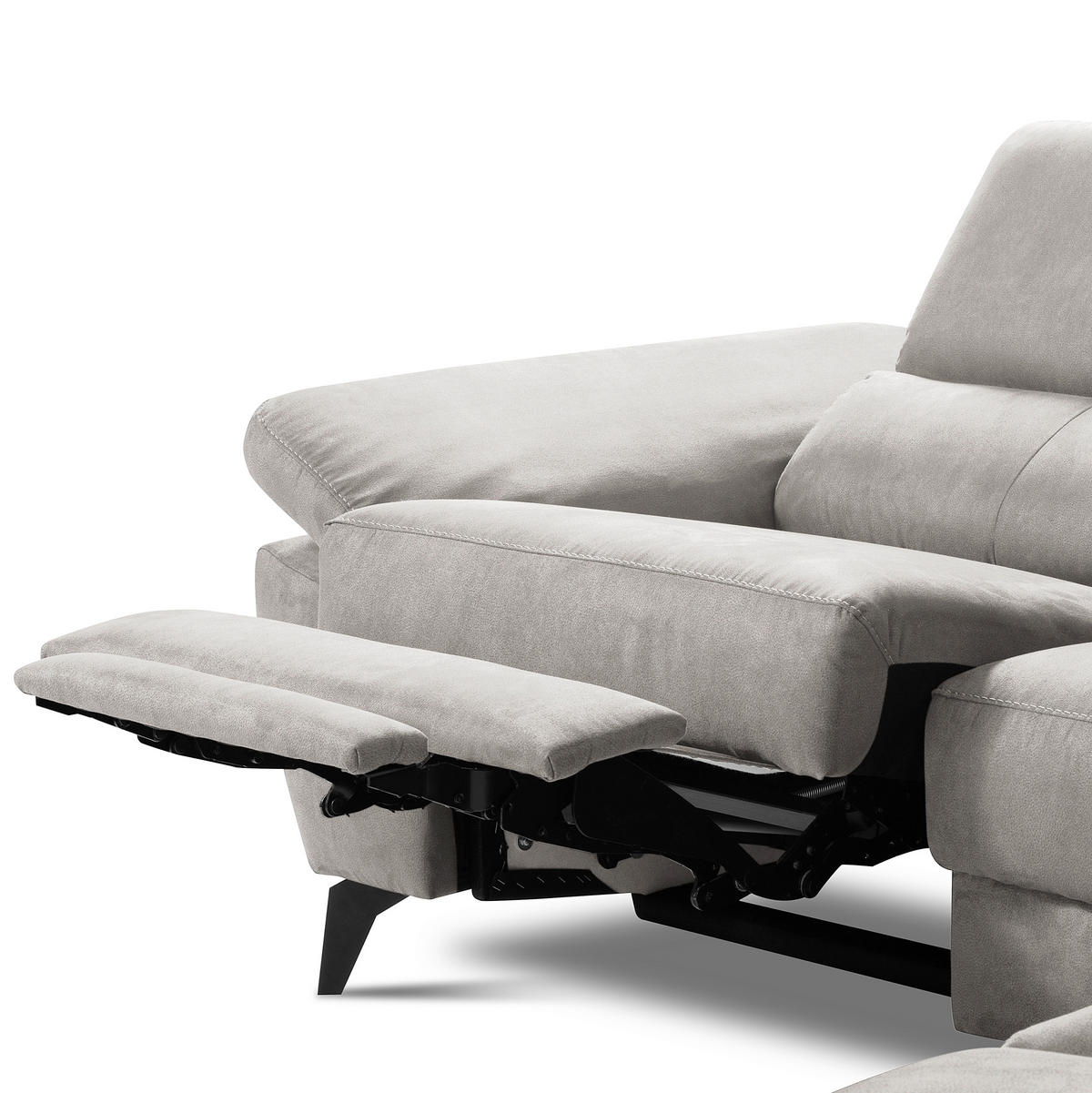 ECKSOFA SONO in Lederlook Grau Bettkasten, Armteilverstellung, Kopfteilverstellung  265/210 cm  - Schwarz/Grau, Design, Textil/Metall (265/210cm) - Livetastic