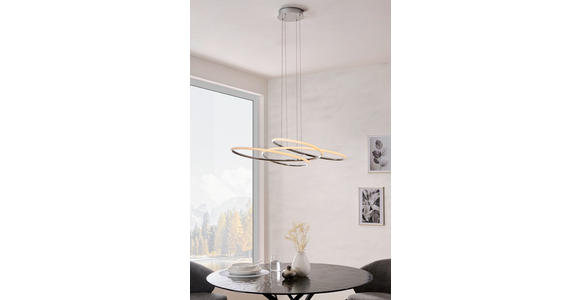 LED-HÄNGELEUCHTE 84,5/150 cm  - Silberfarben, Design, Kunststoff/Metall (84,5/150cm) - Novel