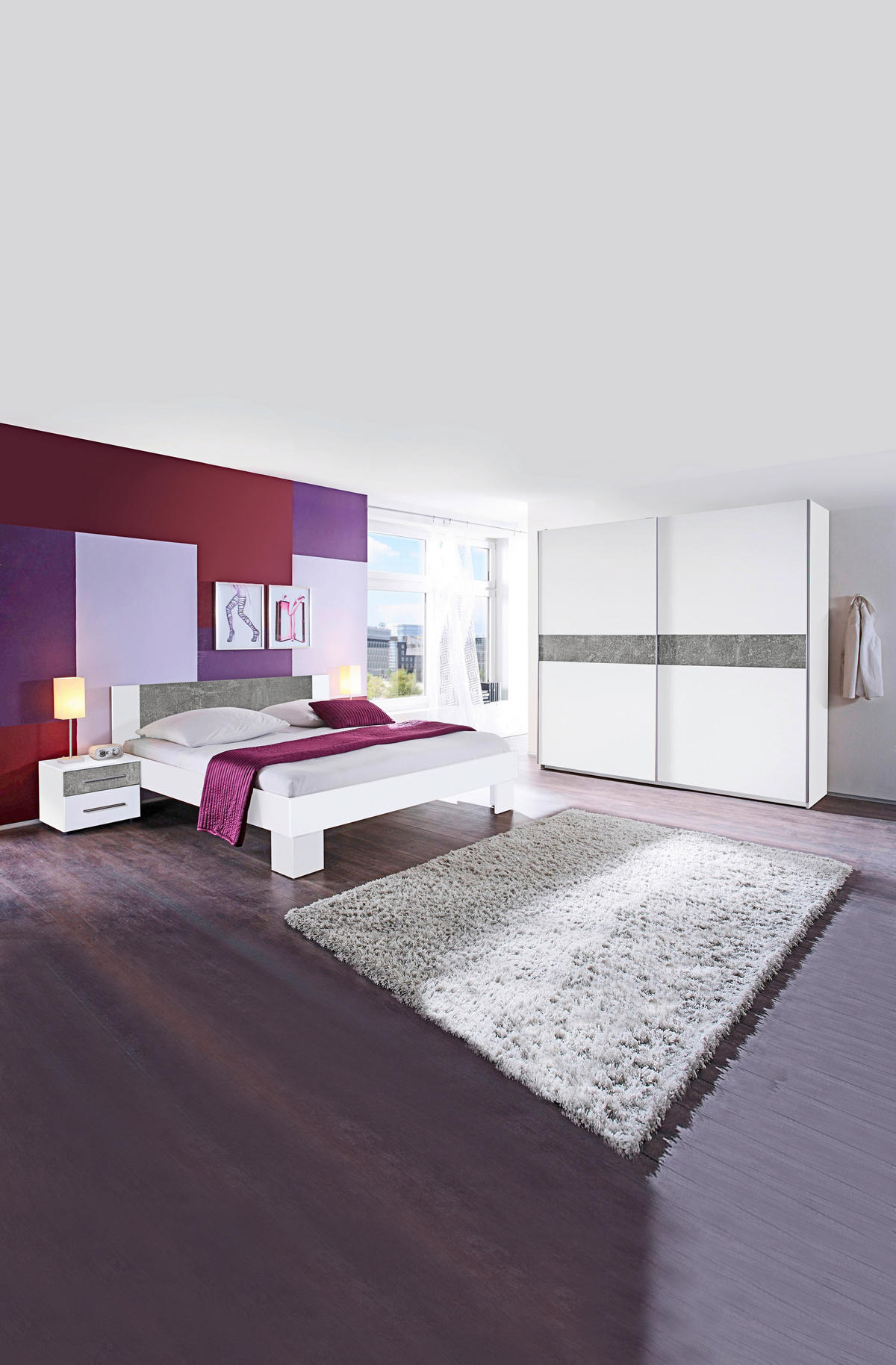 SPAVAĆA SOBA siva, bijela   - bijela/siva, Design, drvni materijal (180/200cm) - Boxxx