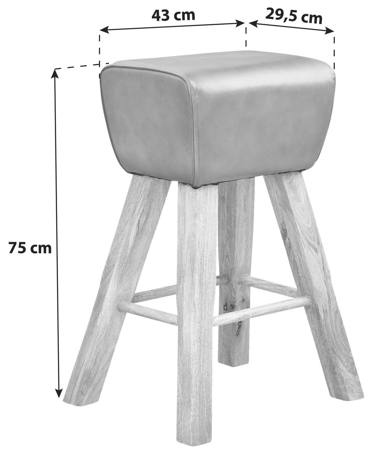 BARHOCKER in Leder Braun  - Braun, Natur, Leder/Holz (43/75/29,5cm) - MID.YOU