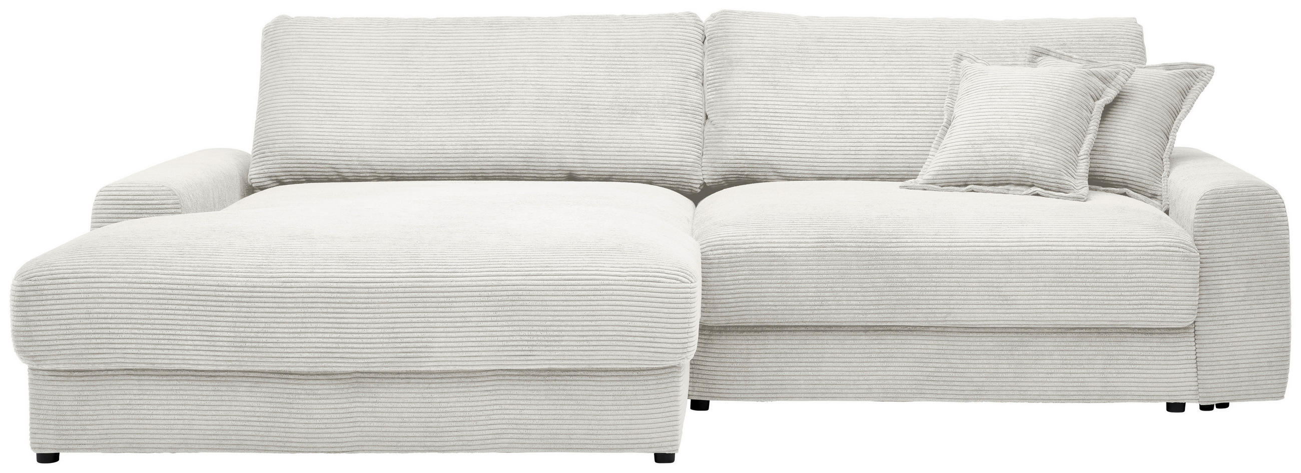 ECKSOFA in Cord Creme  - Creme/Schwarz, Modern, Kunststoff/Textil (180/300cm) - Carryhome