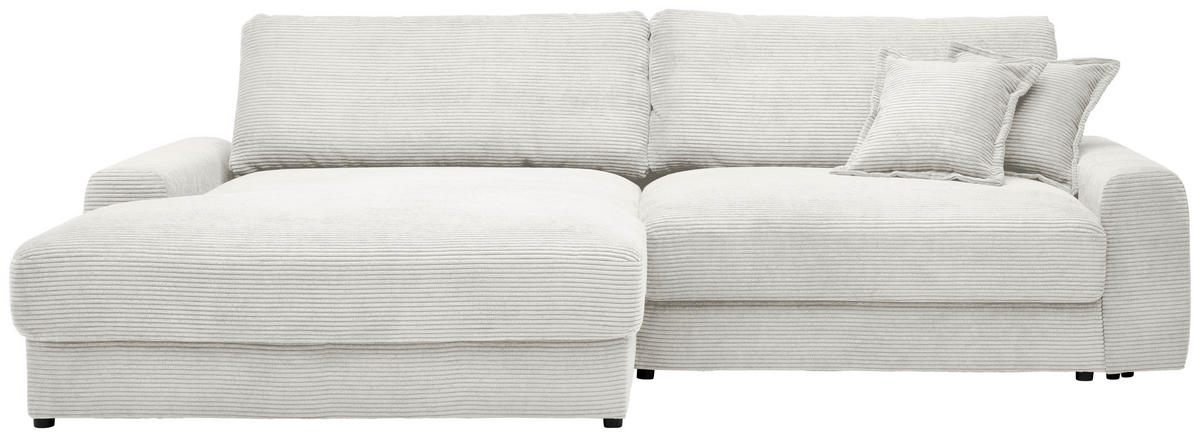ECKSOFA in Cord Creme  - Creme/Schwarz, Modern, Kunststoff/Textil (180/300cm) - Carryhome