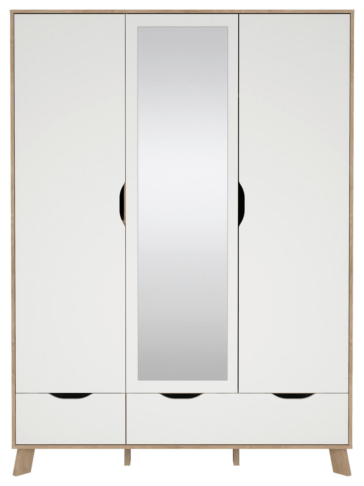 KLEIDERSCHRANK 147,2/192,2/58 cm 3-türig Weiß, Eichefarben  - Eichefarben/Weiß, MODERN, Holzwerkstoff (147,2/192,2/58cm) - MID.YOU