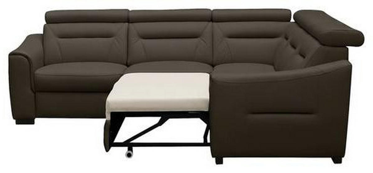 ECKSOFA Lederlook Echtleder Dunkelbraun  - Wengefarben/Dunkelbraun, Design, Leder/Holz (260/260cm) - Celina Home