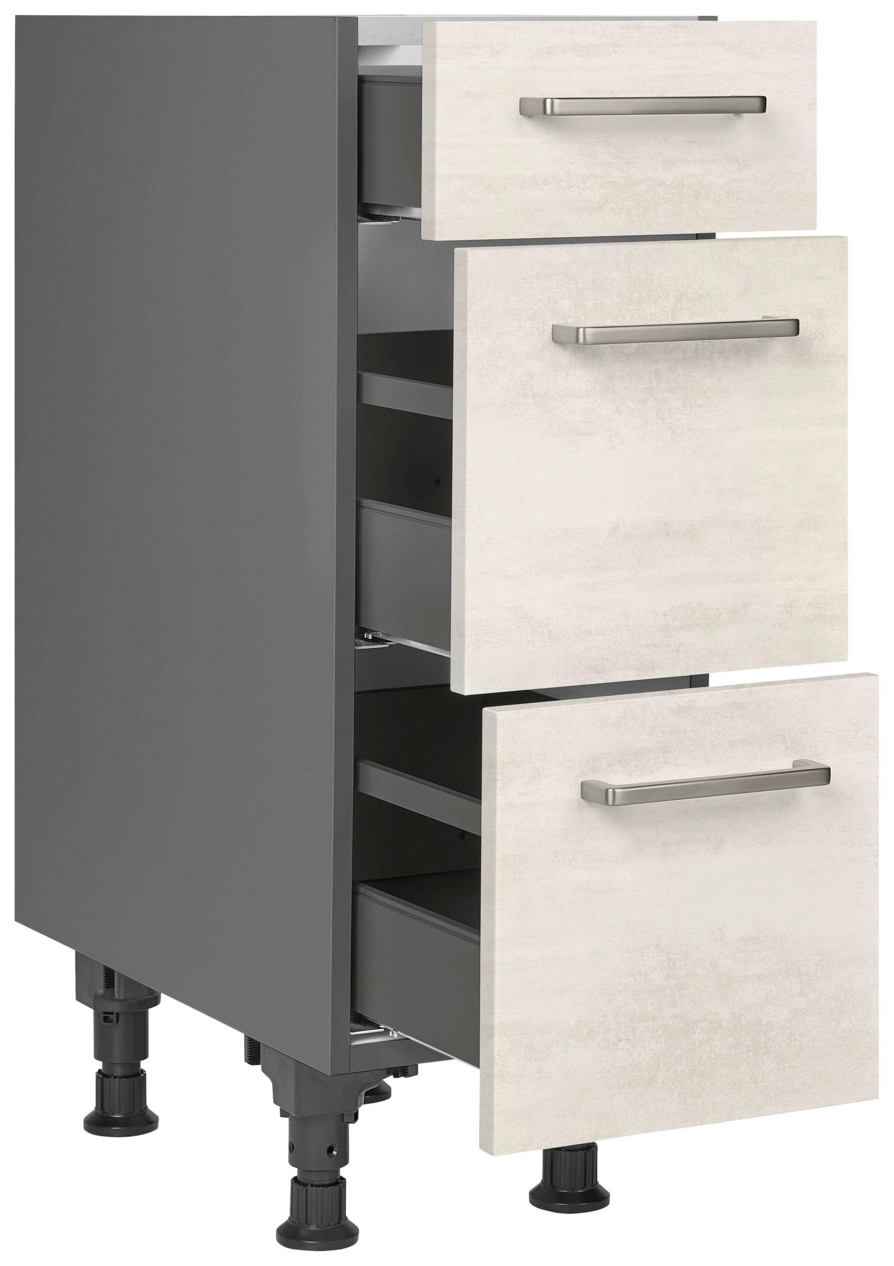 SCHUBKASTENUNTERSCHRANK 30/87/56 cm  in Weiß  - Schieferfarben/Edelstahlfarben, MODERN, Holzwerkstoff/Metall (30/87/56cm) - Nobilia