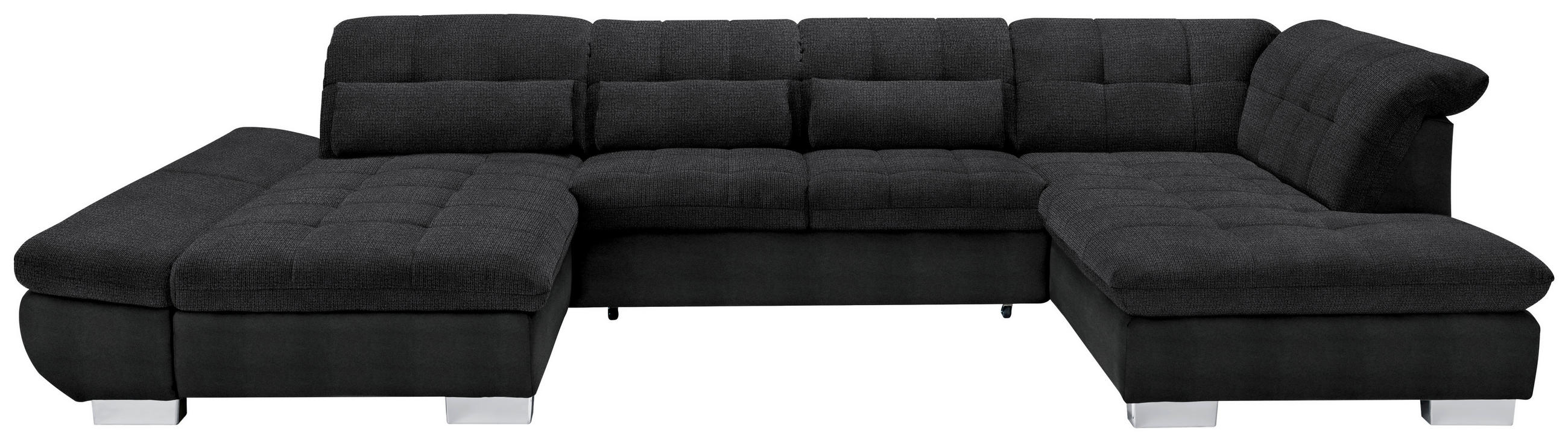 WOHNLANDSCHAFT in Mikrofaser Graphitfarben  - Chromfarben/Graphitfarben, Design, Kunststoff/Textil (204/350/211cm) - Xora