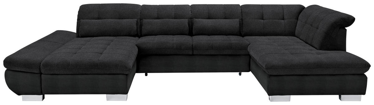 WOHNLANDSCHAFT in Mikrofaser Graphitfarben  - Chromfarben/Graphitfarben, Design, Kunststoff/Textil (204/350/211cm) - Xora