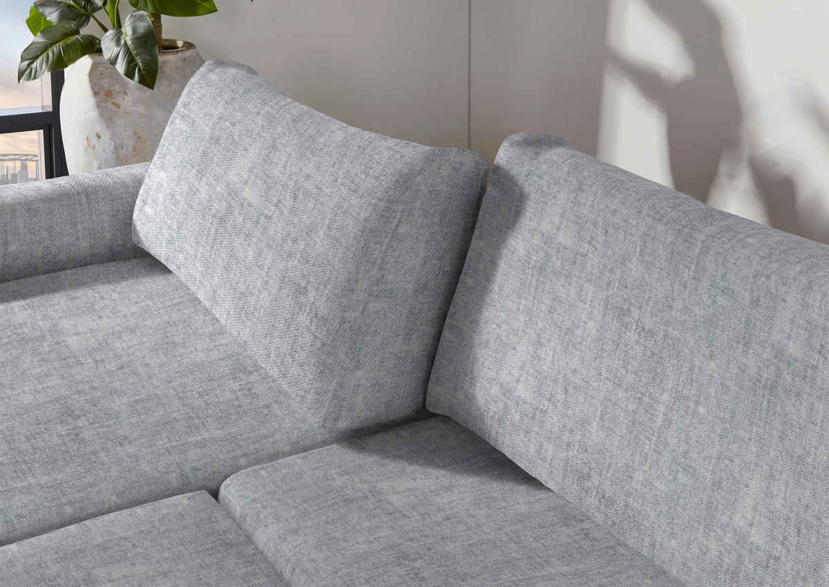 2,5-SITZER in Velours Hellgrau  - Hellgrau/Schwarz, Design, Kunststoff/Textil (240/70/125cm) - Xora