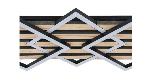 LED-DECKENLEUCHTE 63/29/7,5 cm   - Eichefarben/Schwarz, Basics, Holzwerkstoff/Kunststoff (63/29/7,5cm) - Novel