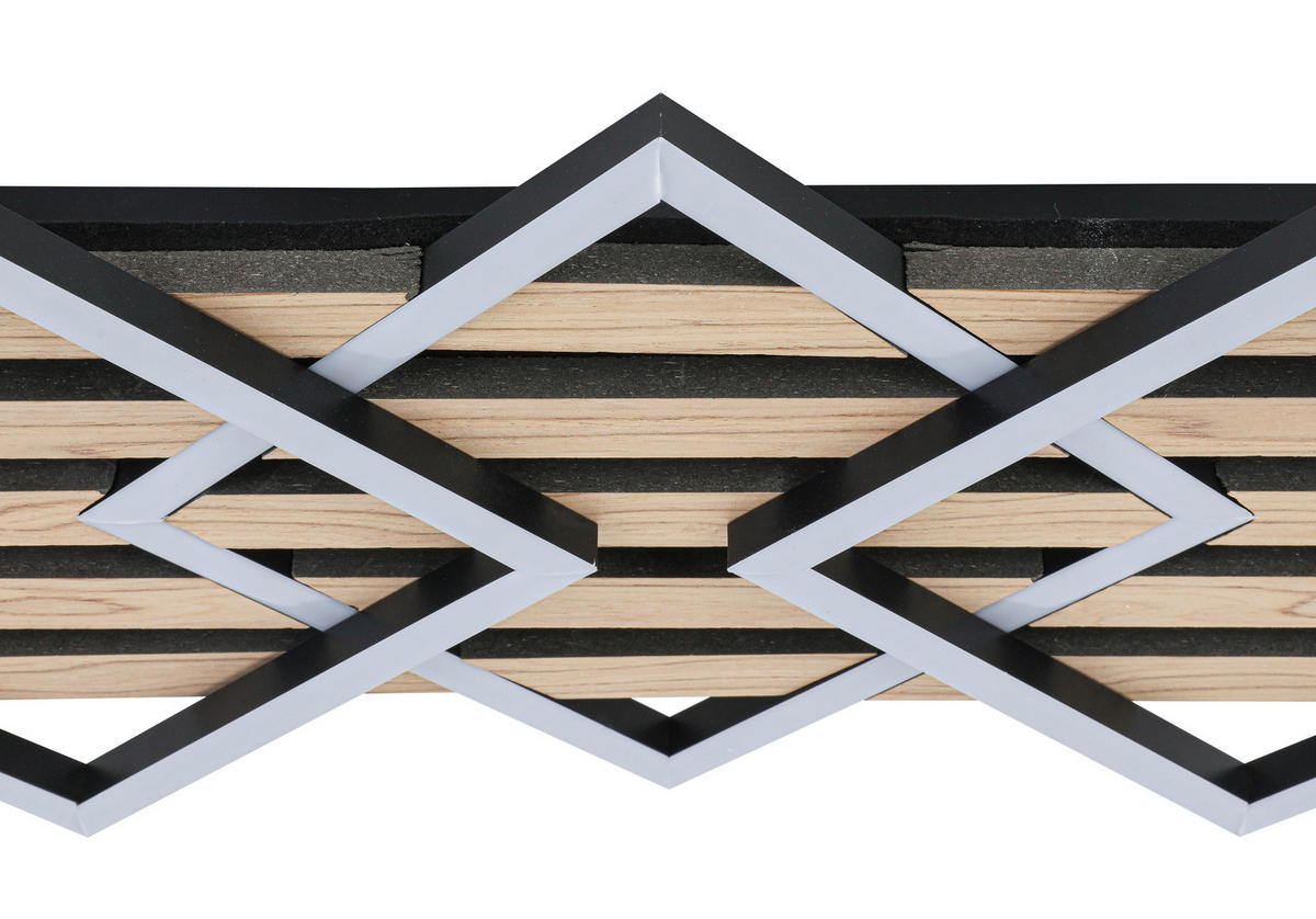 LED-DECKENLEUCHTE 63/29/7,5 cm   - Eichefarben/Schwarz, Basics, Holzwerkstoff/Kunststoff (63/29/7,5cm) - Novel
