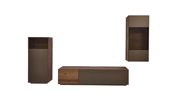 WOHNWAND in Bronzefarben, Nussbaumfarben - Nussbaumfarben/Bronzefarben, Natur, Glas/Holz (328,5/197/55/41,1cm) - Dieter Knoll