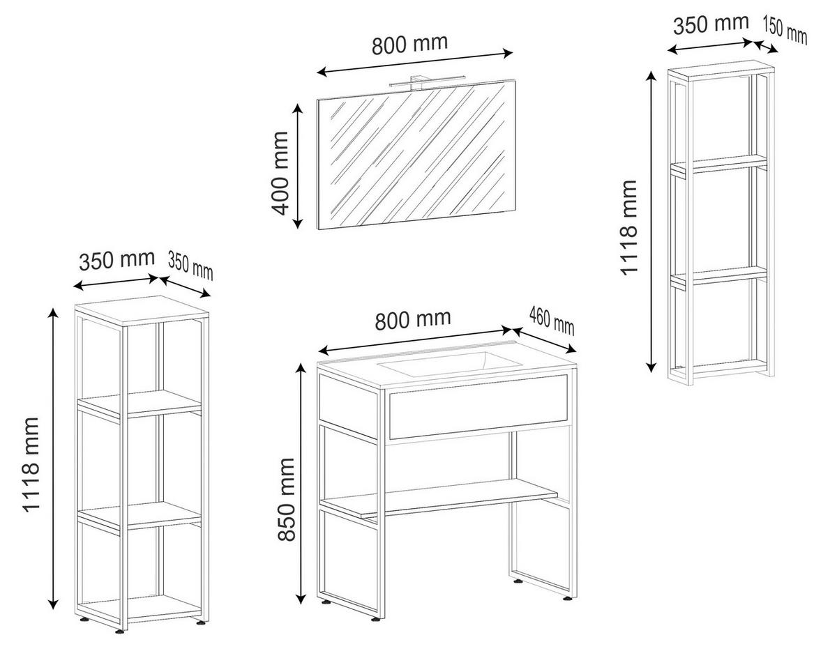 BADEZIMMER 5-teilig  in 150 cm  - Honigeiche/Weiss, Modern, Glas/Keramik (150cm) - MID.YOU