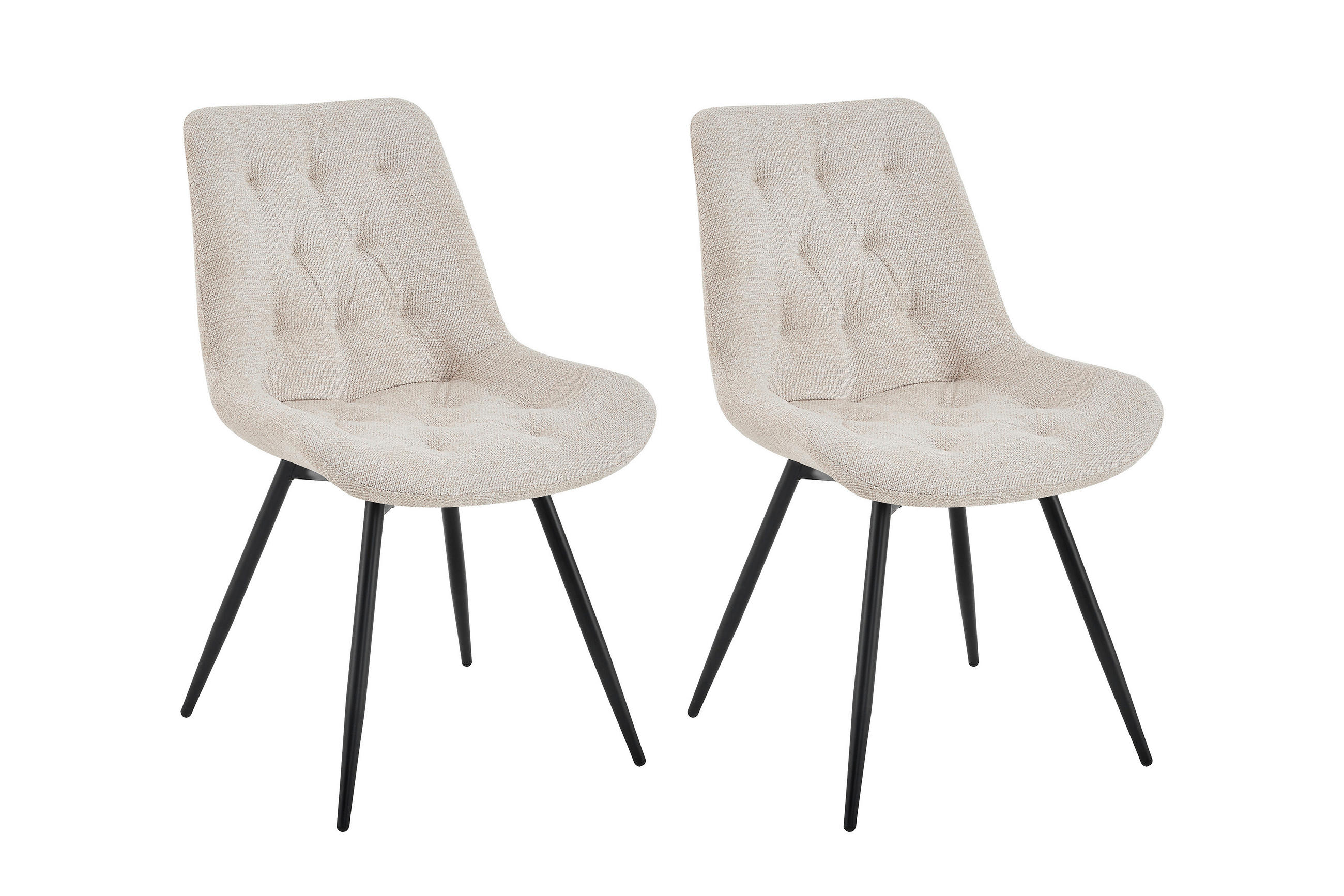 STUHL-SET 2 Stück  in Stahl Webstoff  - Taupe/Beige, MODERN, Textil/Metall (47,5/84,5/62cm) - MID.YOU