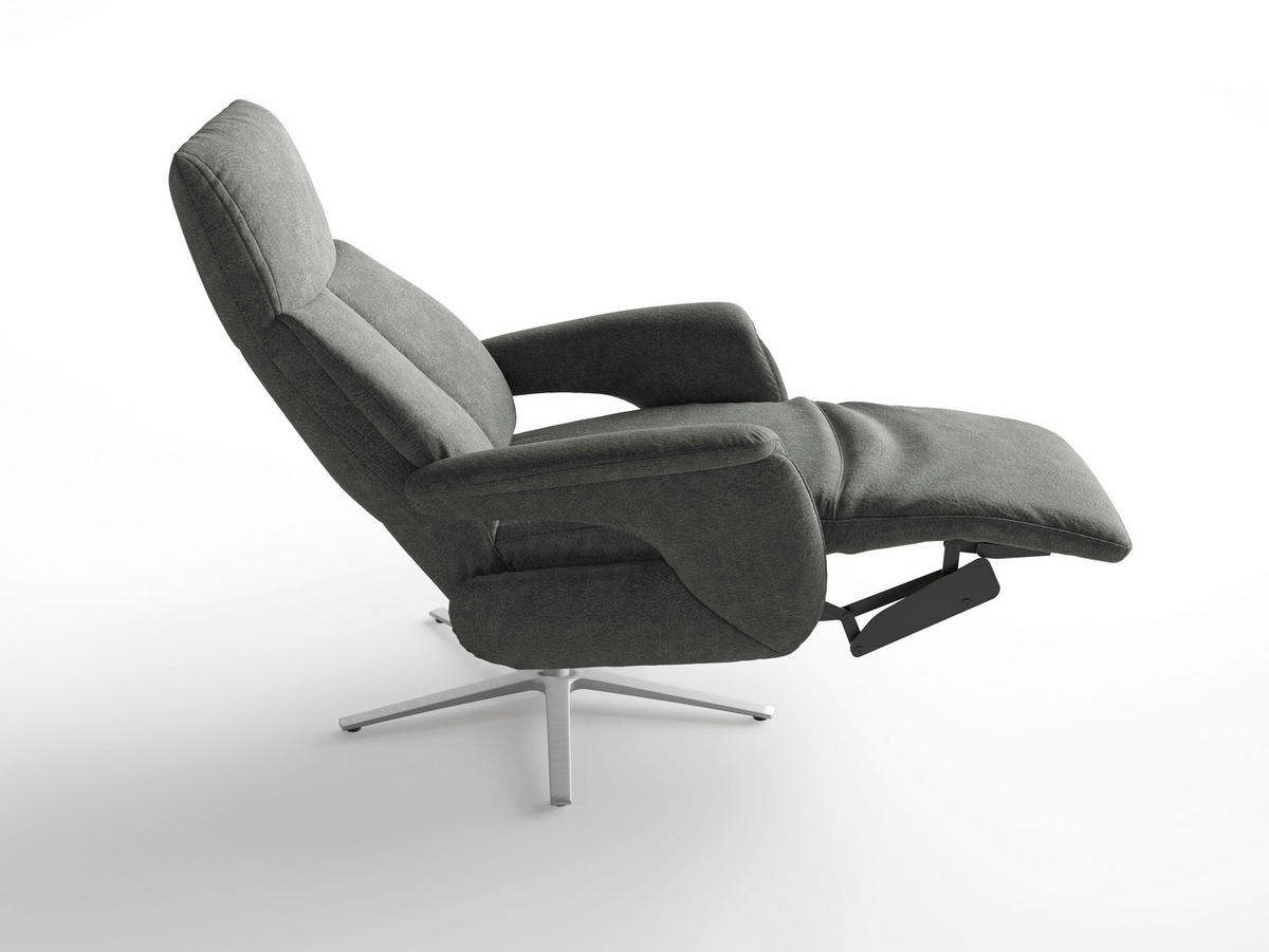 RELAXSESSEL in Textil Dunkelgrau  - Dunkelgrau/Silberfarben, Basics, Textil/Metall (75/110/85cm) - Sit & More