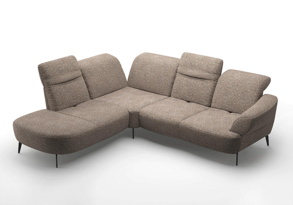 ECKSOFA in Chenille Cappuccino  270/302 cm  - Schwarz/Cappuccino, MODERN, Textil/Metall (270/302cm) - Sit & More