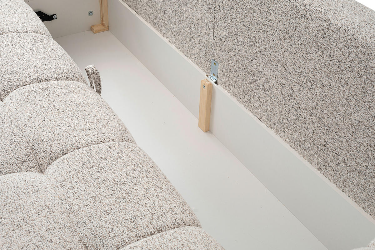 BÄDDSOFFA i greige  - greige/svart, Design, textil/plast (241/72-88/101cm) - Stylife