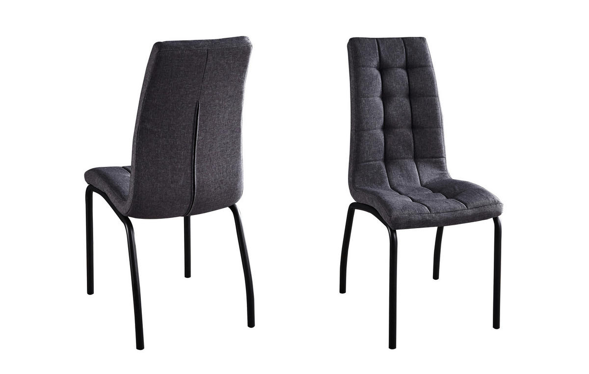 STUHL-SET 2 Stück  in Textil  - Dunkelgrau/Schwarz, Design, Textil/Metall (42/103/58,5cm) - Livetastic