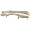WOHNLANDSCHAFT Creme, Naturfarben Velours  - Creme/Schwarz, Design, Textil/Metall (219/383/195cm) - Beldomo Style