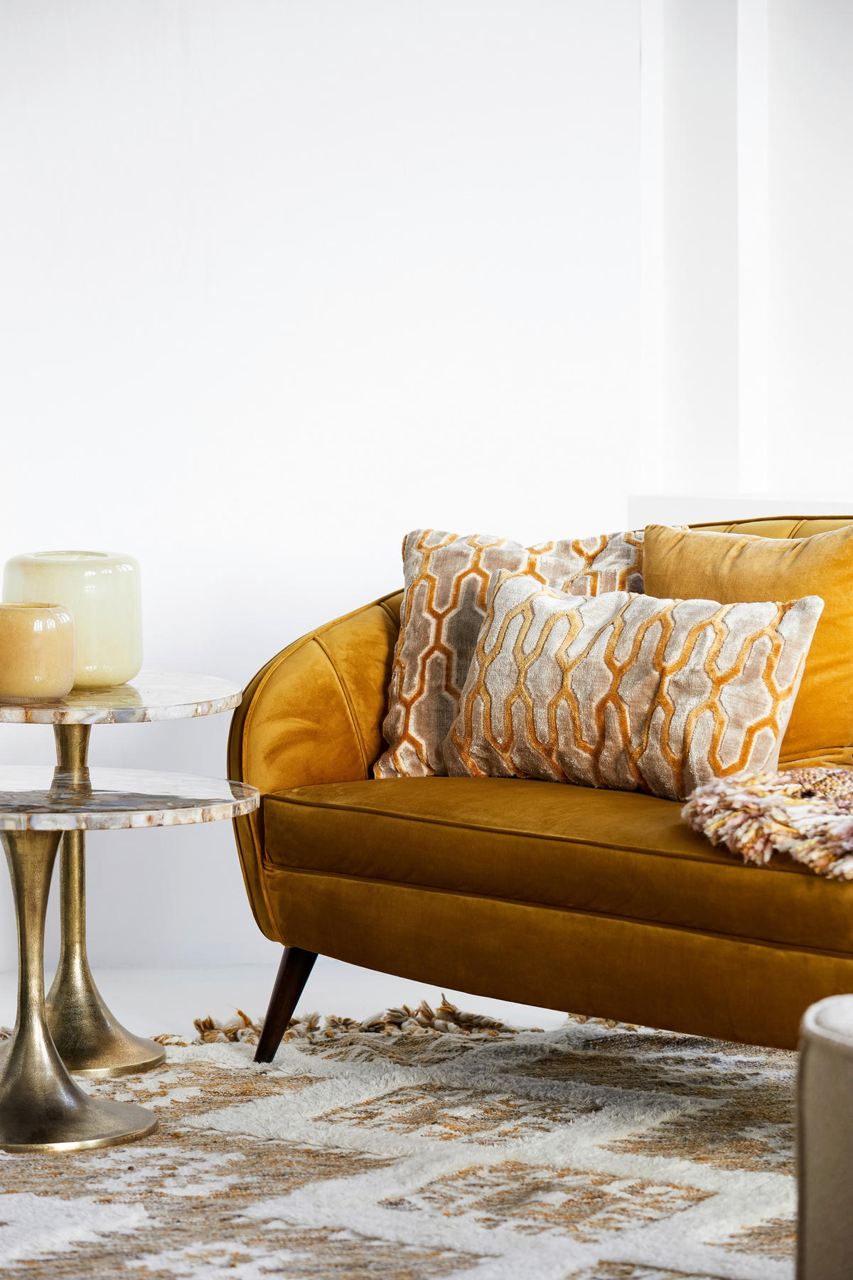 ZIERKISSEN  45/45 cm   - Sandfarben/Gelb, LIFESTYLE, Textil (45/45cm) - Light & Living