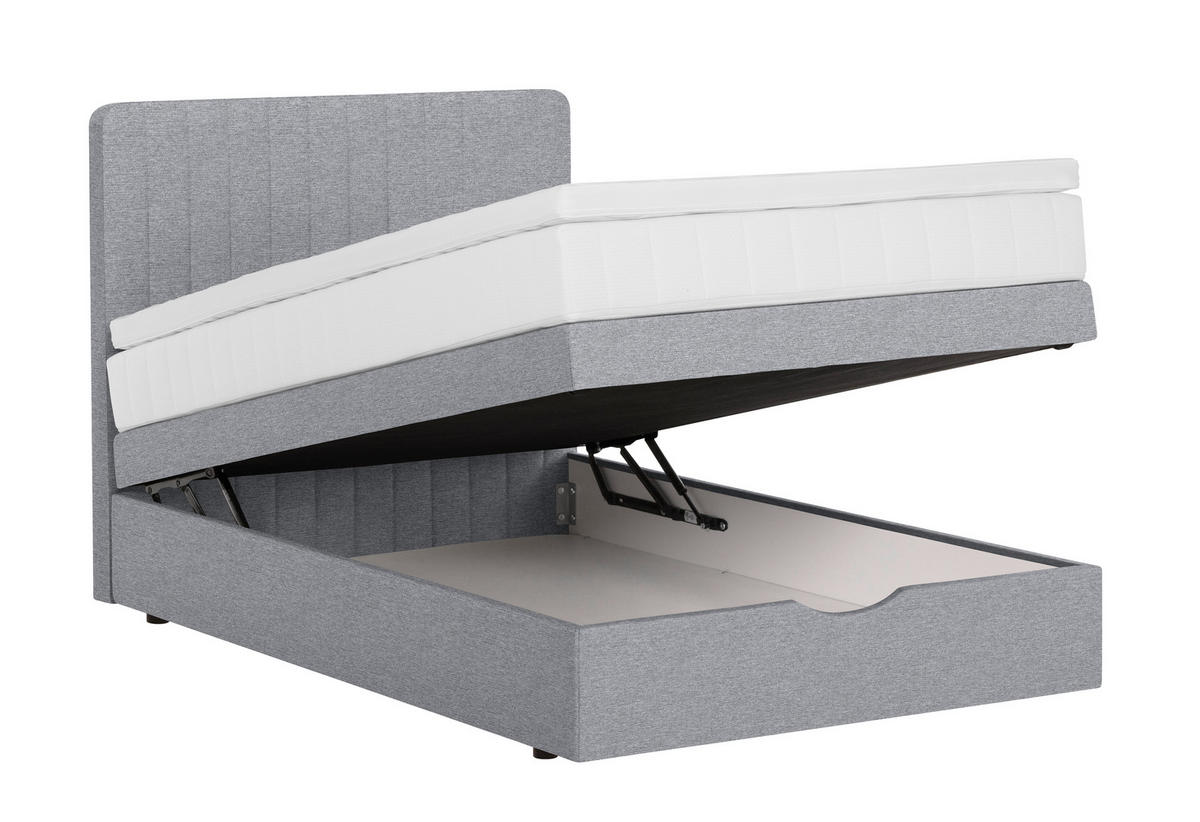 BOXSPRINGBETT 120/200 cm  in Grau  - Schwarz/Grau, KONVENTIONELL, Holzwerkstoff/Kunststoff (120/200cm) - Welnova