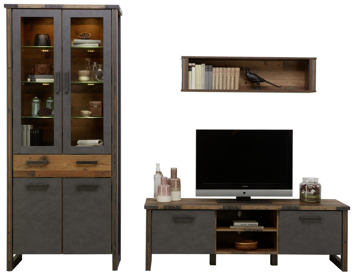 TV-ELEMENT - Anthrazit/Grau, KONVENTIONELL, Holzwerkstoff/Kunststoff (168/52/42cm) - Hom`in