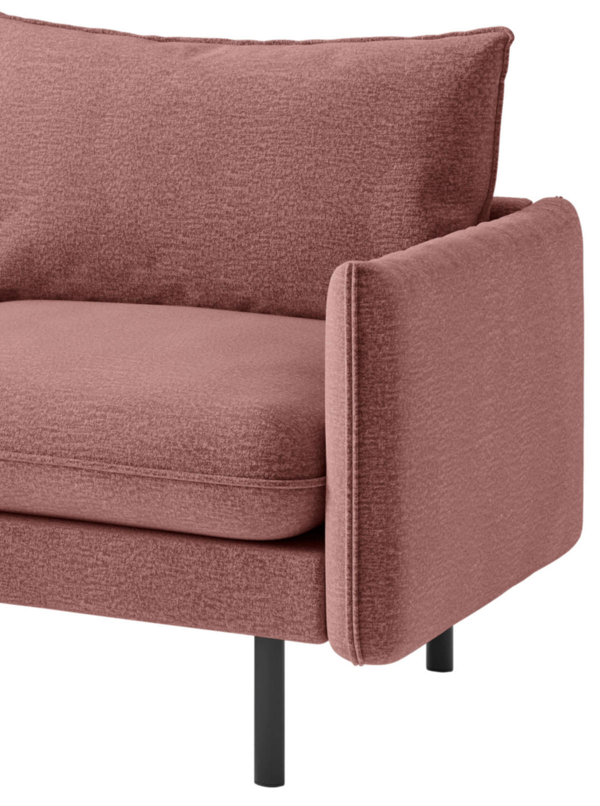 ECKSOFA in Flachgewebe Altrosa  - Altrosa/Schwarz, Design, Textil/Metall (204/267cm) - Livetastic