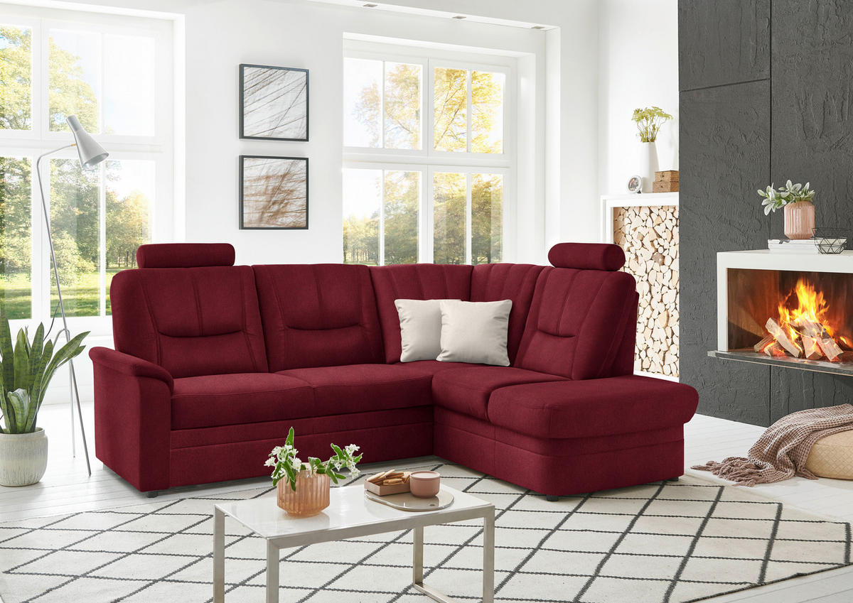 ECKSOFA  in Chenille Rot  235/185 cm  - Rot/Schwarz, KONVENTIONELL, Kunststoff/Textil (235/185cm) - Beldomo Comfort