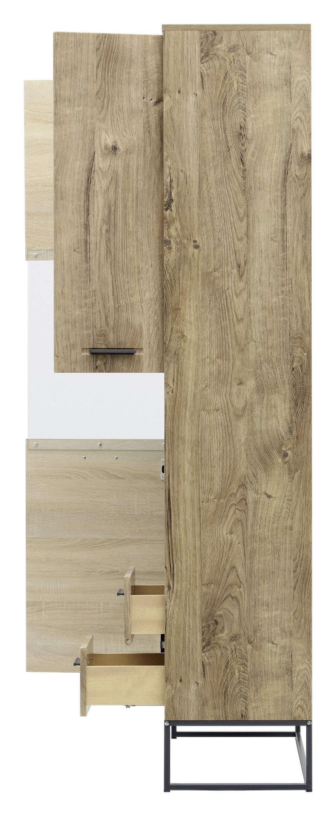 VITRIN grafitszürke, tölgyfa  - grafitszürke/tölgyfa, Modern, faalapú anyag/Üveg (79/196/38cm) - Hom`in