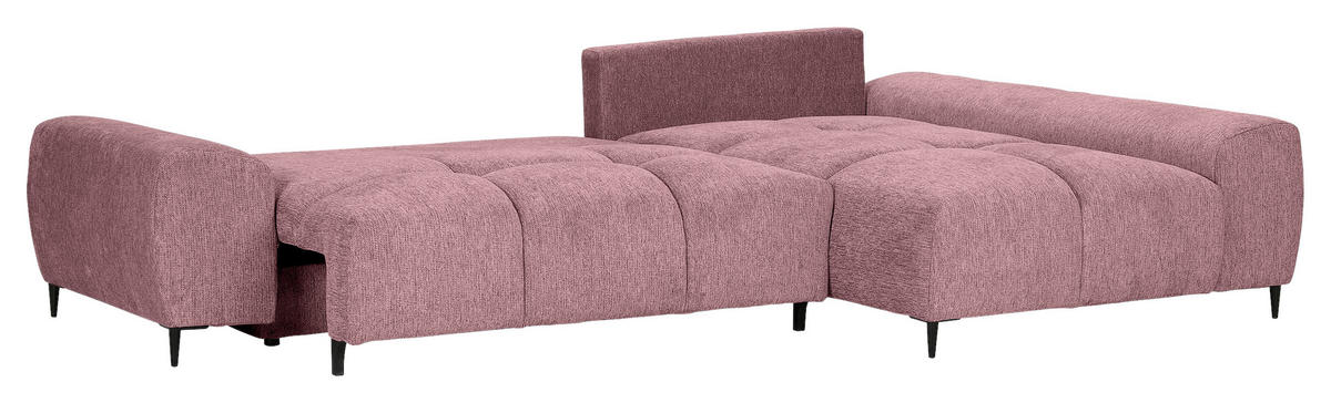 ECKSOFA  in Flachgewebe Altrosa  - Schwarz/Altrosa, KONVENTIONELL, Textil/Metall (295/180cm) - Carryhome
