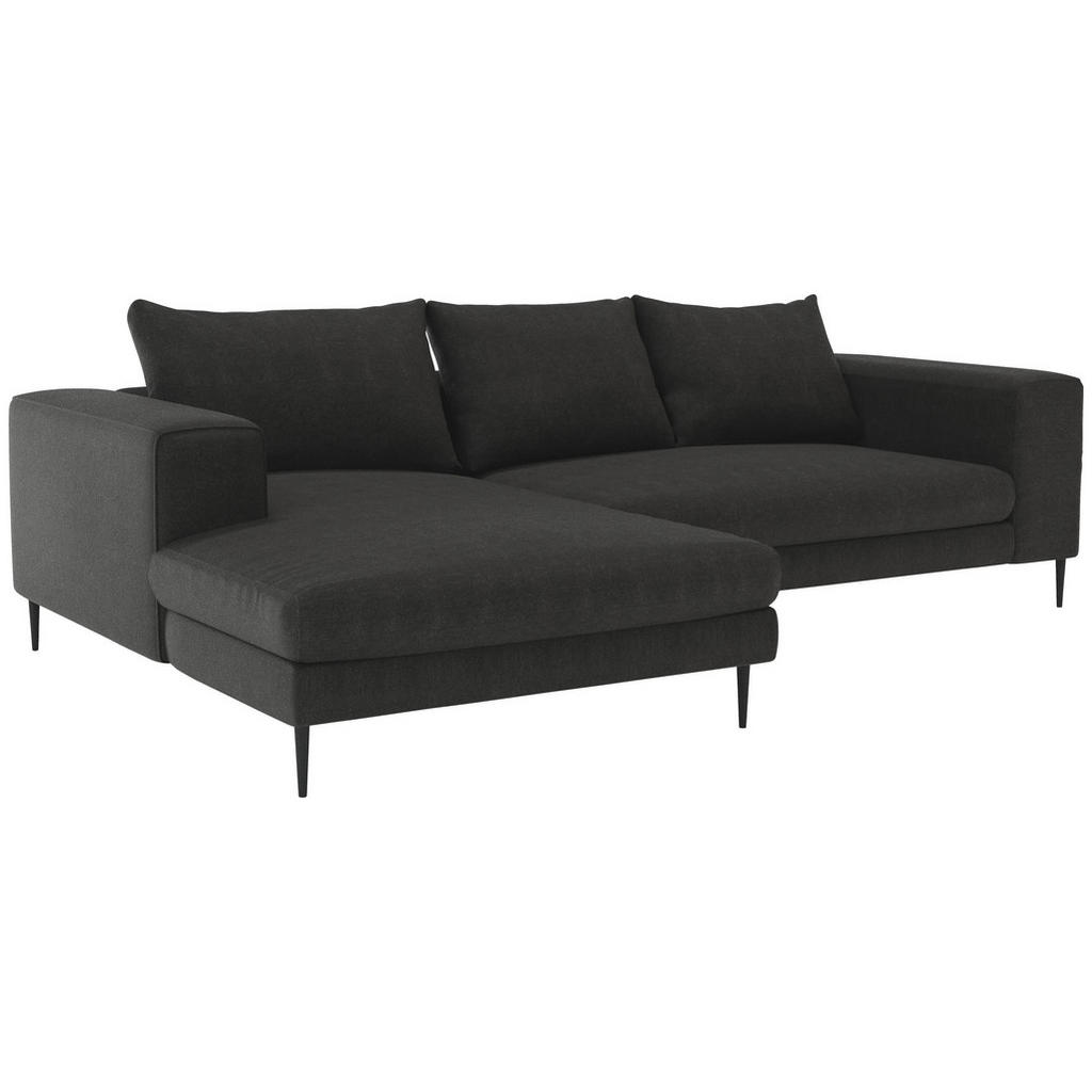 Thumbnail - Trendmanufaktur Ecksofa Aurora, Graphit, Textil, 4-Sitzer, Füllung: Schaumstoff, Silikon, Ottomane links, L-Form, 275x17...