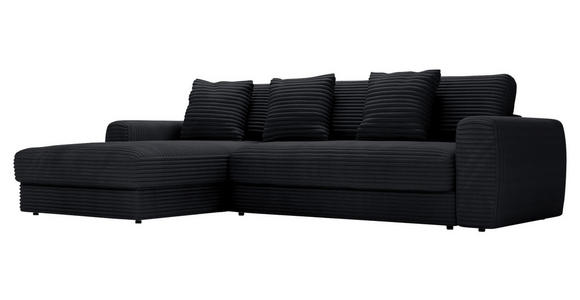ECKSOFA in Cord Schwarz 182/302 cm - Schwarz, MODERN, Kunststoff/Textil (182/302cm) - Carryhome