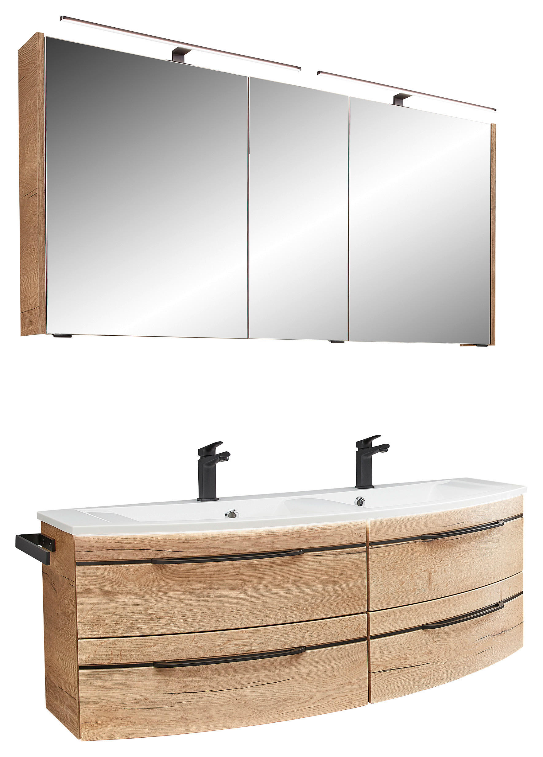 BADRUM 130 cm  - vit/ekfärgad, Modern, trämaterial/sten (130cm) - Sadena