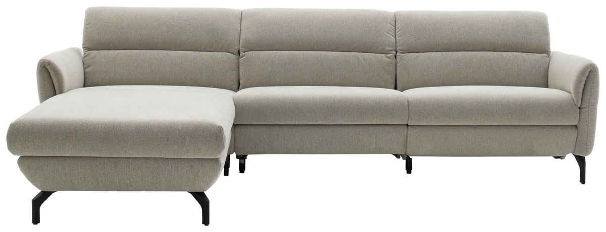 ECKSOFA Beige Chenille  - Beige/Schwarz, Design, Textil/Metall (187/299cm) - Schöner Wohnen