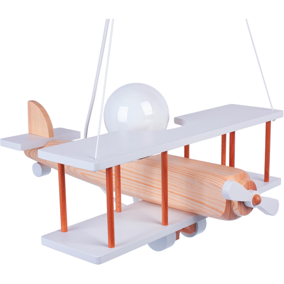 KINDERHÄNGELEUCHTE Flugzeug 42/75/45 cm   - Naturfarben/Weiß, KONVENTIONELL, Holz (42/75/45cm)