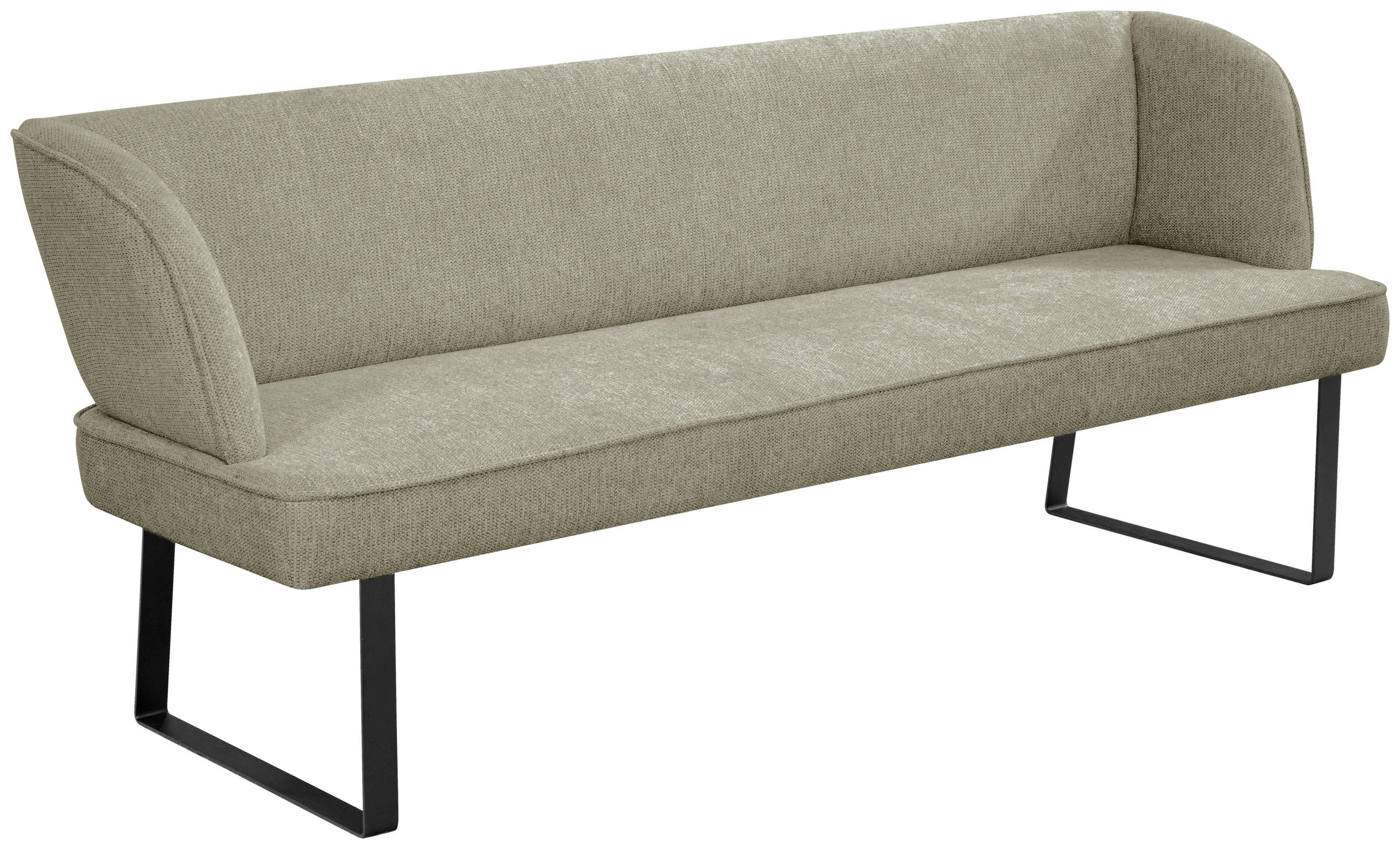 SITZBANK 205/91/66 cm Webstoff Schwarz, Hellgrün  - Schwarz/Hellgrün, Design, Textil/Metall (205/91/66cm) - Novel