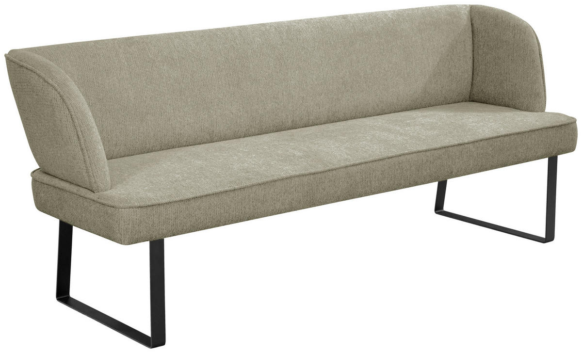 SITZBANK 205/91/66 cm  in Schwarz, Hellgrün  - Schwarz/Hellgrün, Design, Textil/Metall (205/91/66cm) - Novel