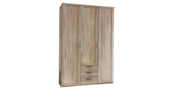 DREHTÜRENSCHRANK in Eichefarben - Eichefarben/Silberfarben, KONVENTIONELL, Holzwerkstoff (135/210/58cm) - Cantus