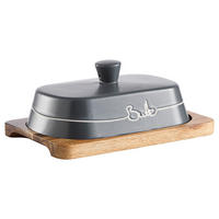 BUTTERDOSE Holz, Keramik Steinzeug  - Grau/Akaziefarben, Design, Holz/Keramik (19,5/13,5/8,5cm) - Homeware Profession.