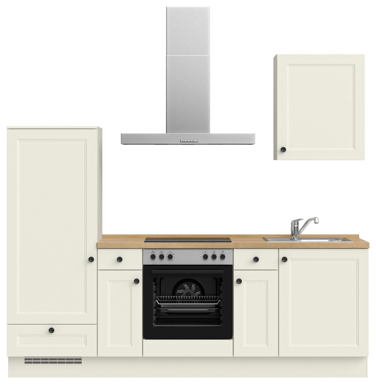 KÜCHENBLOCK 240 cm   in Weiß, Eichefarben  - Eichefarben/Schwarz, MODERN, Holzwerkstoff/Metall (240cm) - Nobilia