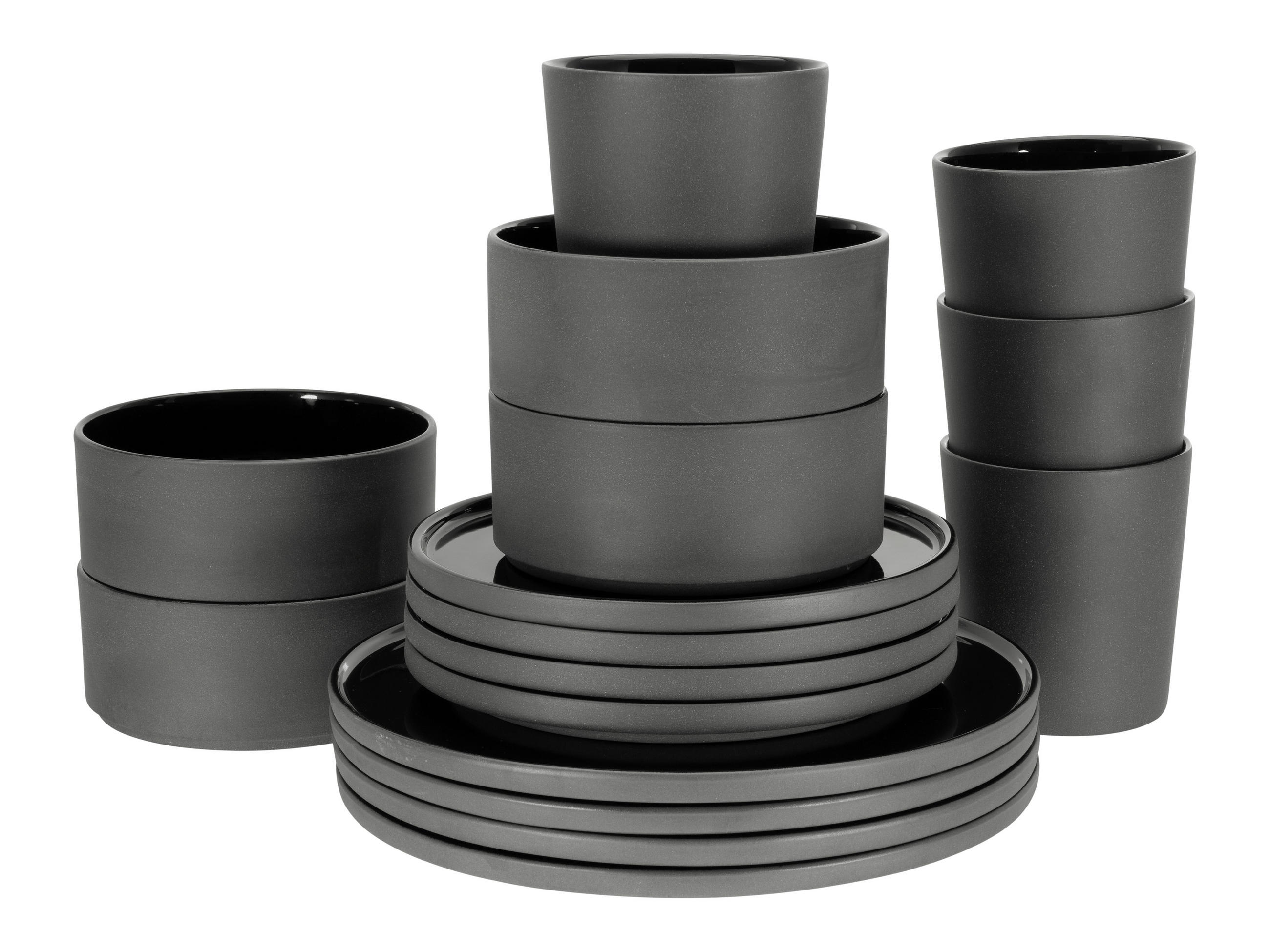 KOMBINOVANÁ SOUPRAVA, 16dílné, kamenina - černá, Trend, keramika (41/39/35null) - Creatable