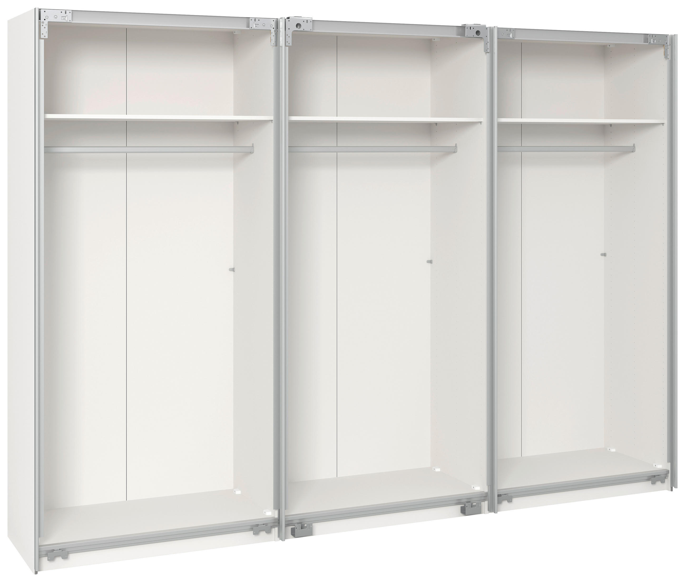 Thumbnail - Boxxx Schwebetürenschrank, Weiß, Holzwerkstoff, 3 Fächer, 303x195x65 cm, erweiterbar, Beimöbel erhältlich, umfangreiches...