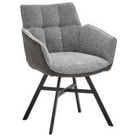 ARMLEHNSTUHL  in Eisen Chenille, Mikrofaser  - Schwarz/Grau, Design, Textil/Metall (60/84/65cm) - SetOne by Musterring